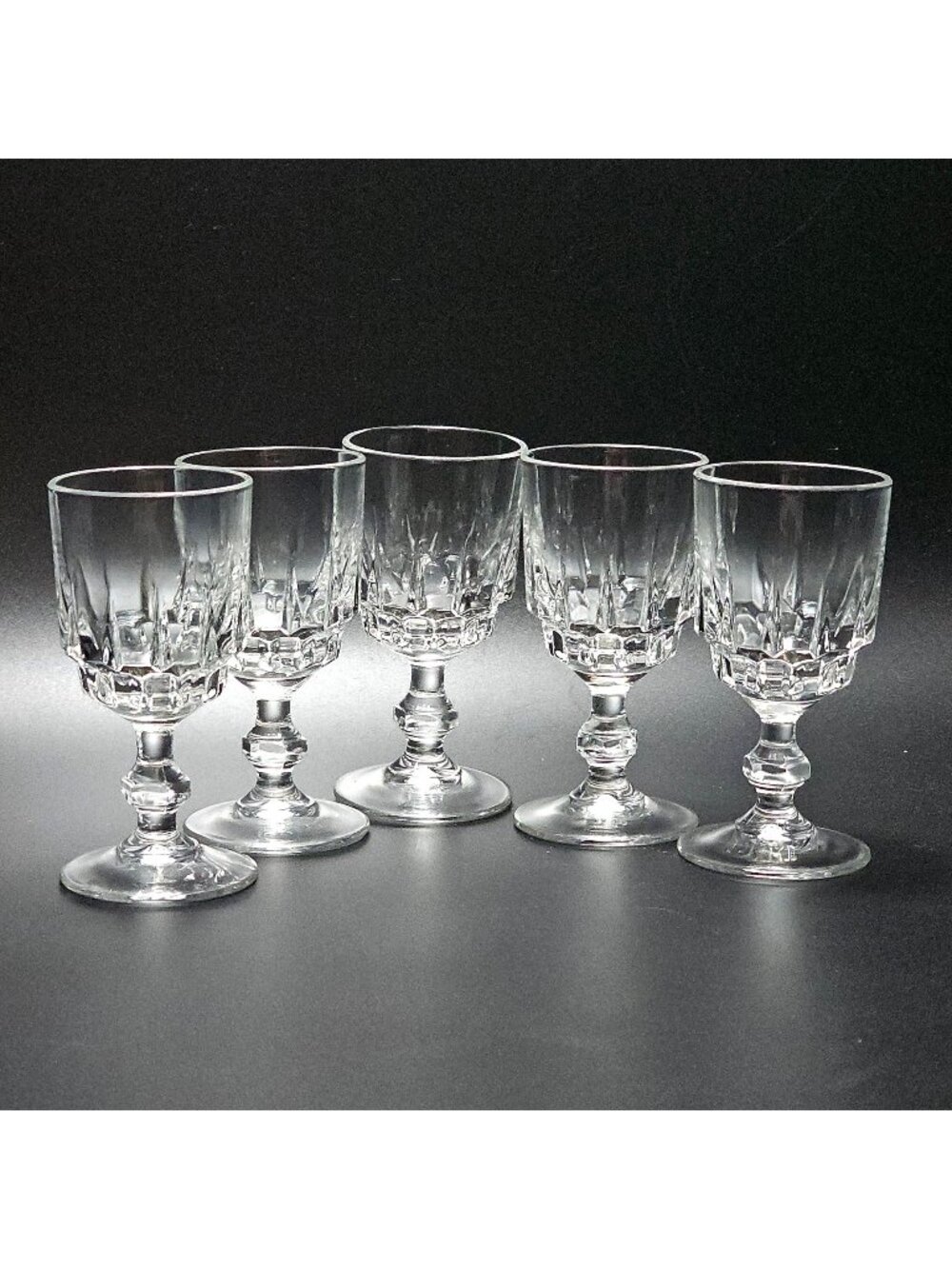 5 Cristal d'Arques Vintage Cordial Glasses 3.75" retro barware 2oz sparkling cry